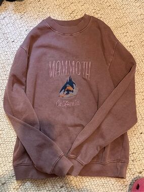PacSun Light Brown Mammoth California Embroidered Crewneck
